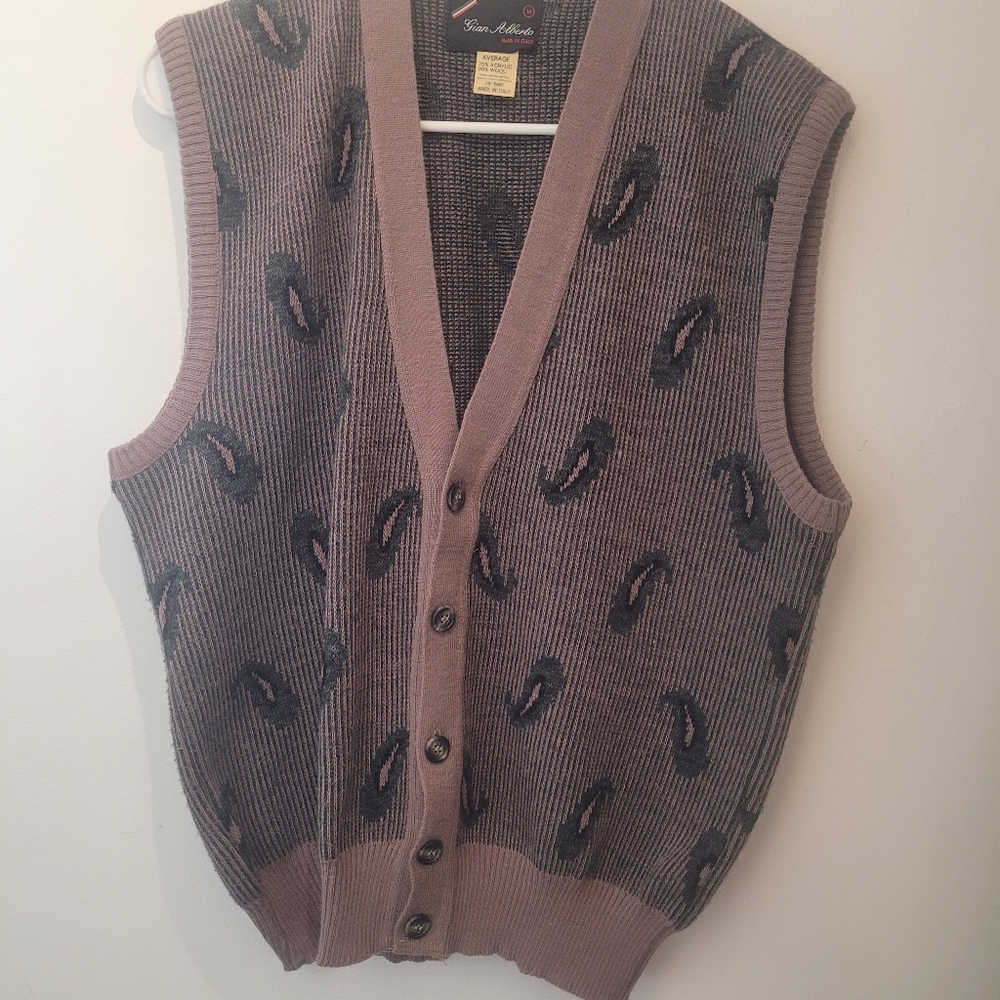 Vintage Gian Alberto Wool Blend Button Up Sweater Vest Size Average Italy